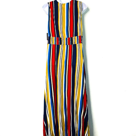 NWT INC Plus Surplice Striped Smocked Maxi Dress - Picture 3 of 6